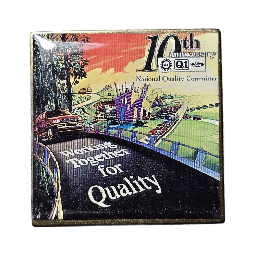 Ford 10th Anniversary National Quality Committee Jacket Lapel Vest Hat Pin I1